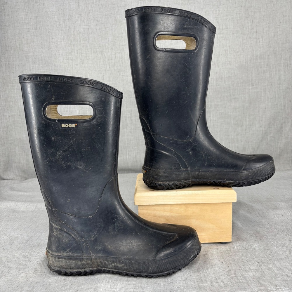 Bogs Kids Rain Boots Black Rubber Pull On Waterproof Unisex Youth Size 5